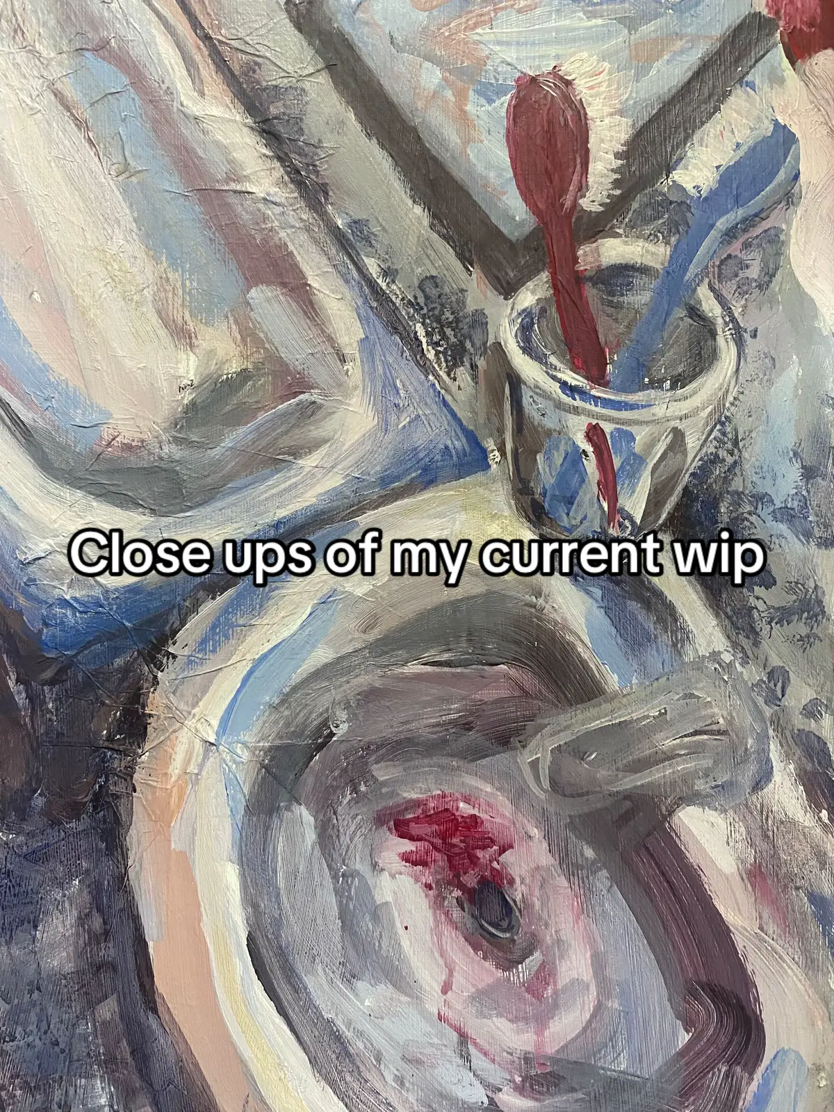 Themes within the painting: rot, metldowns, trauma, anxiety, frustration, anger, 'home' #narrativeart #surrealart #healingthroughart #unspoken #anxiety #actuallyautistic #wip #autism #autisticmeltdown #trauma #pain #anger #youngartist #growingup 