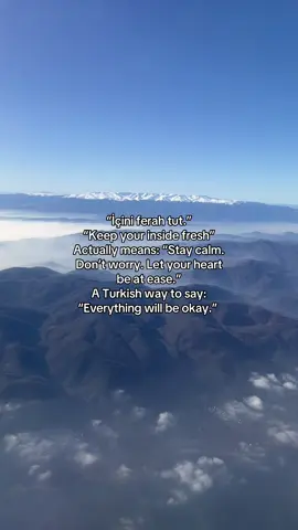 “İçini ferah tut.” “Keep your inside fresh” Actually means: “Stay calm. Don’t worry. Let your heart be at ease.” A Turkish way to say: “Everything will be okay.”  #turkiye #turkishfood #turkish #turkishseries #mardin #midyat 