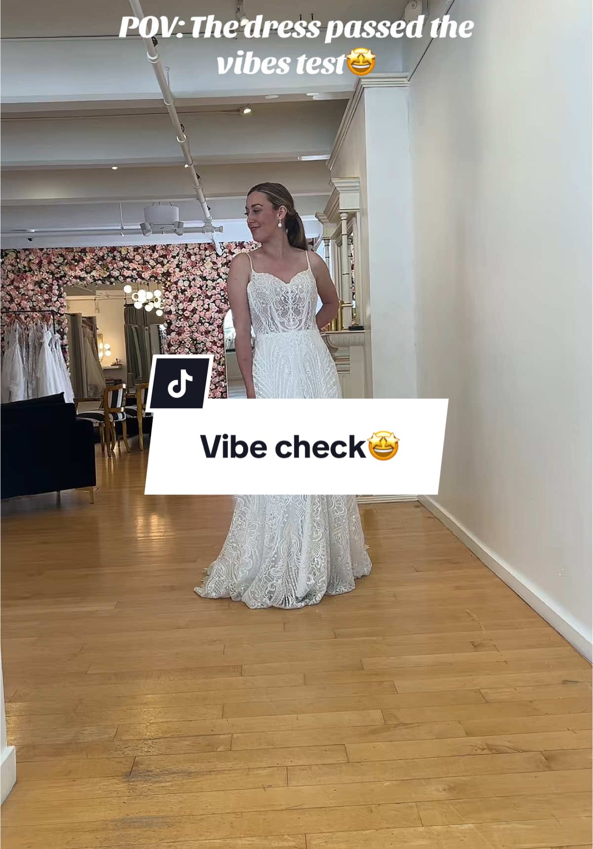 Say yes to the dress… Onlybif it passes the vibe check ✅😍🎉#JanenesBridal #BridalChoices #danceinthedress