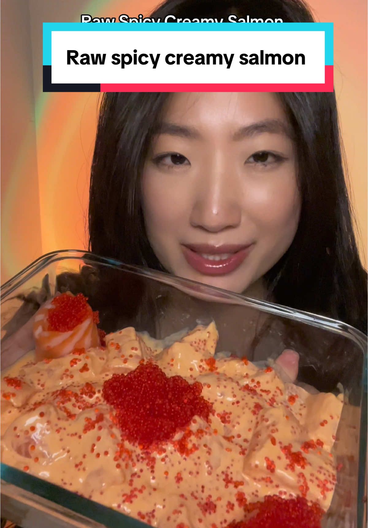 I’m obsessed 😍 #asmreating #mukbang #salmonsashimi #salmon 