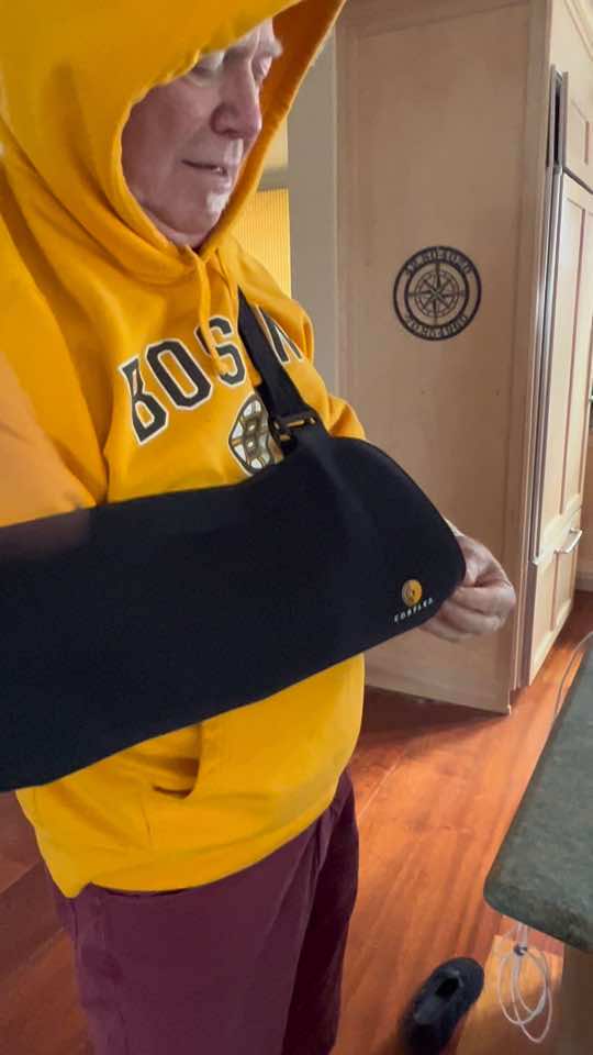 Posting this throwback to when my dad broke his wrist on his anniversary and had a nerve block. This was his reaction to the nerve block. Dad just turned 74 today. 