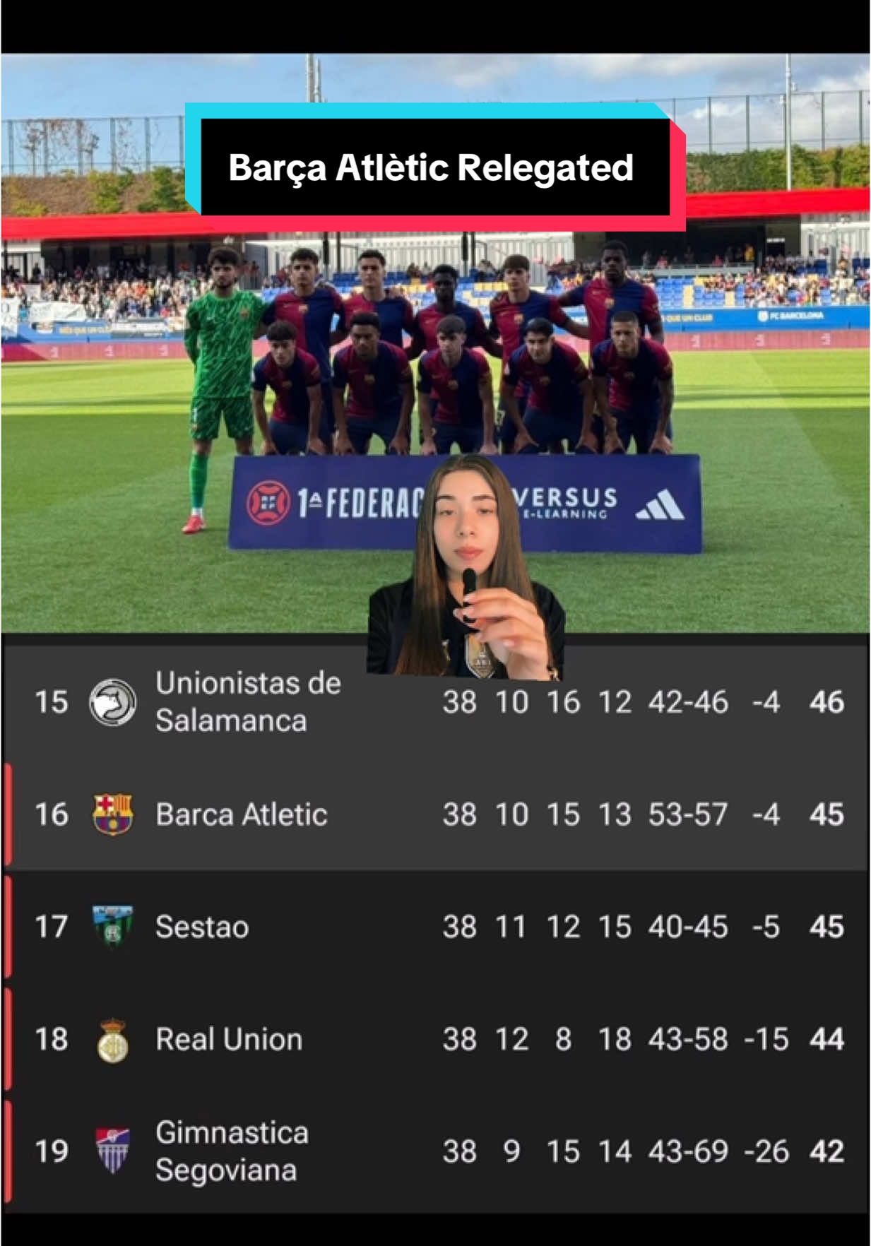 Not what you want to hear 😕#fcbarcelona #fcbarcelonab #barcaatletic #lamasia 
