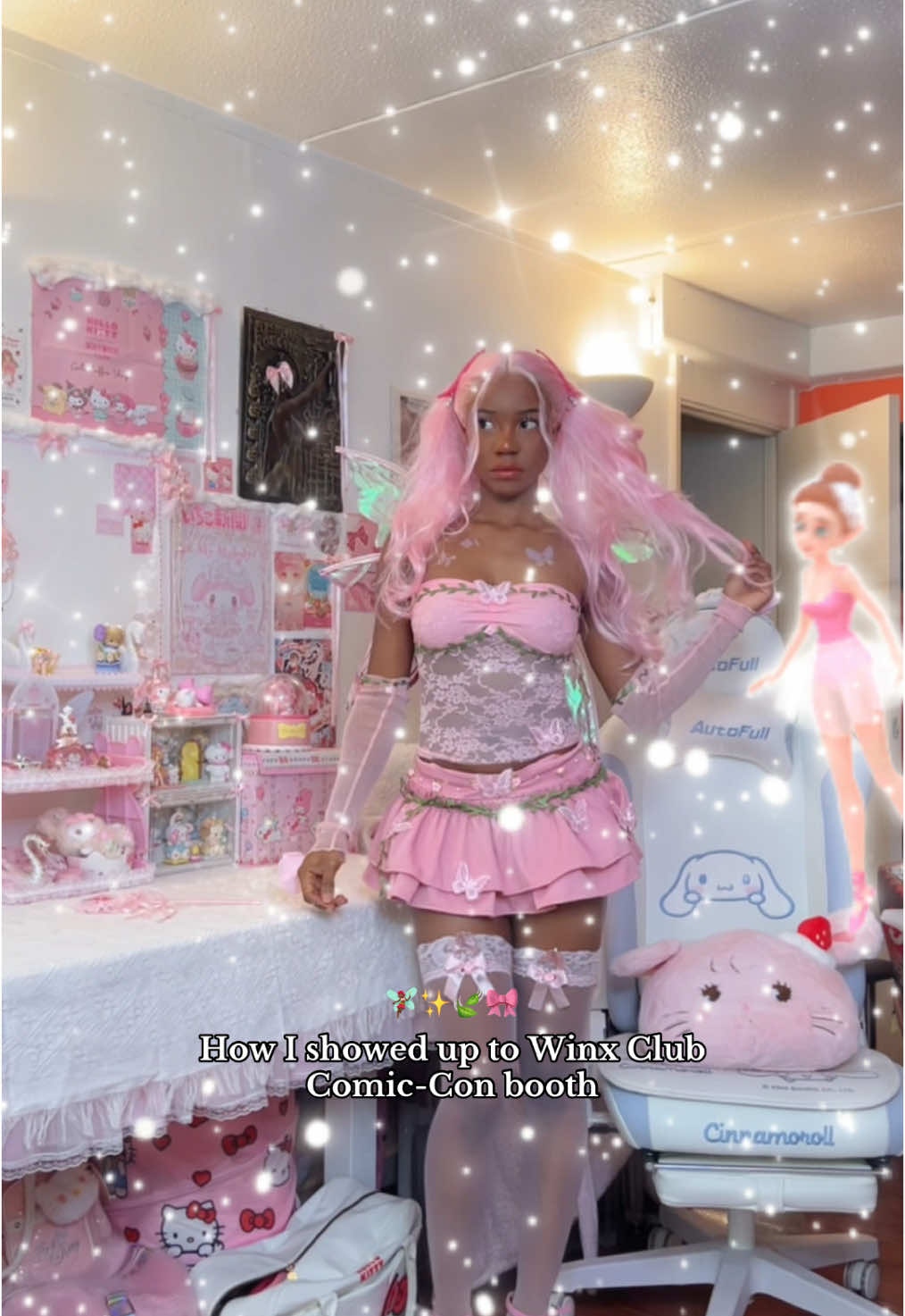 🍃🎀Growing up watching @Winx Club to being invited by them to #comiccon Younger me would be so proud🥹🥹🥹  I went dress as Flora from Winx Club🤭 tysm to the Winx team for this magical day!🫶🏽🦋 They had a spin the wheel game, a lil makeup sesh and a really lovely anti bullying wall where you can write your own sweet messages💗 They also have new merch as well!! #comiccon2025 #winxclub #winxclubcosplay #winxclubflora #winxclubreboot #winxclubcomiccon #fairycosplay 