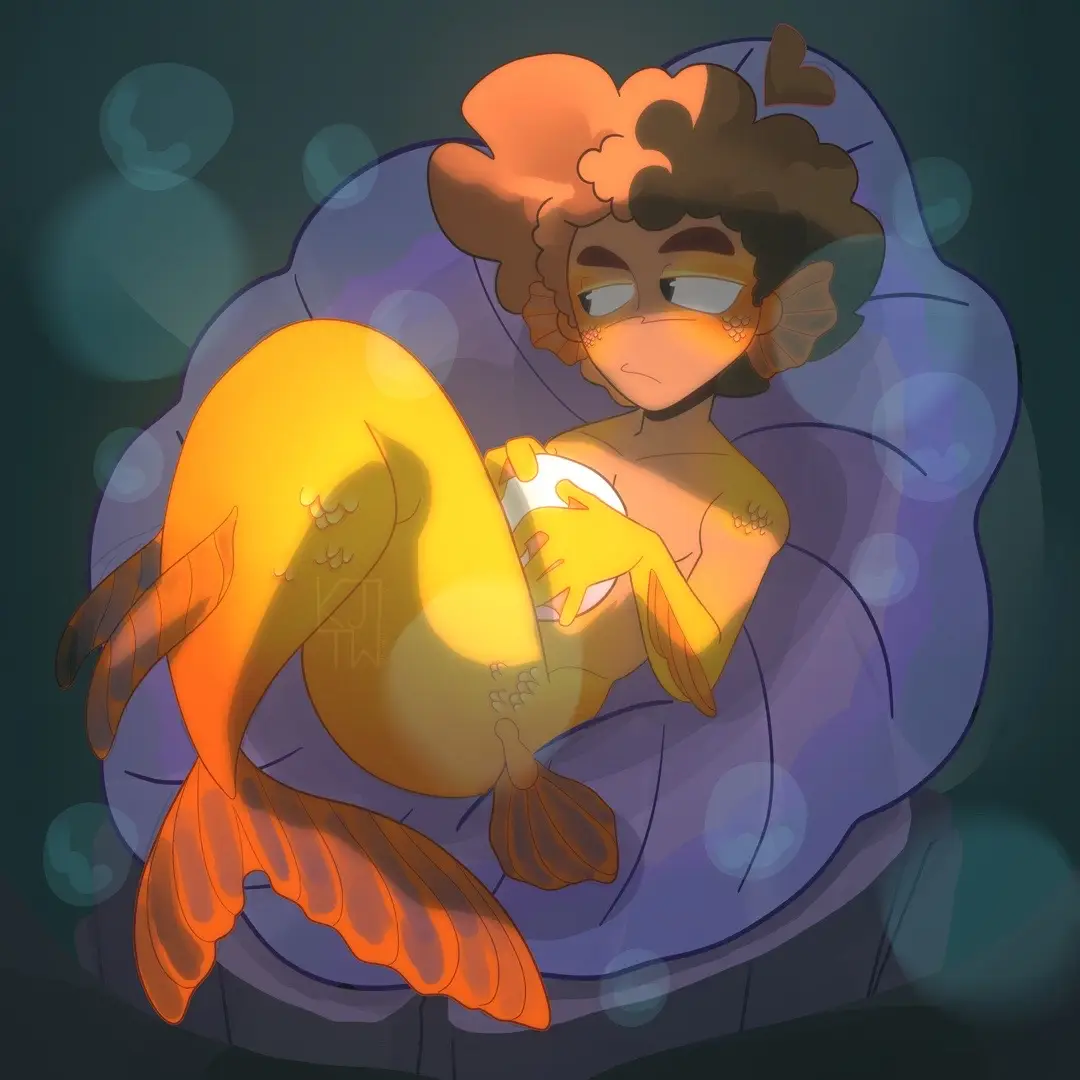 I wanted to do this before May was over fr, imma luh goldfish holding a Pearl fr ☺️ #fyp #fypシ #foryou #foryoupage #artistsoftiktok #artist #drawing #procreate #persona #mermay #goldfish 