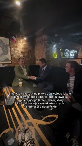 Wy się kochani bijcie przy stole z rodziną z powodu polityki. W tym czasie Mentzen sobie piwko strzeli z człowiekiem popierającym Izrael, który dokonuje czystek etnicznych w Palestynie… o Trzaskowskim już nawet nie wspomnę, bo szkoda słów.