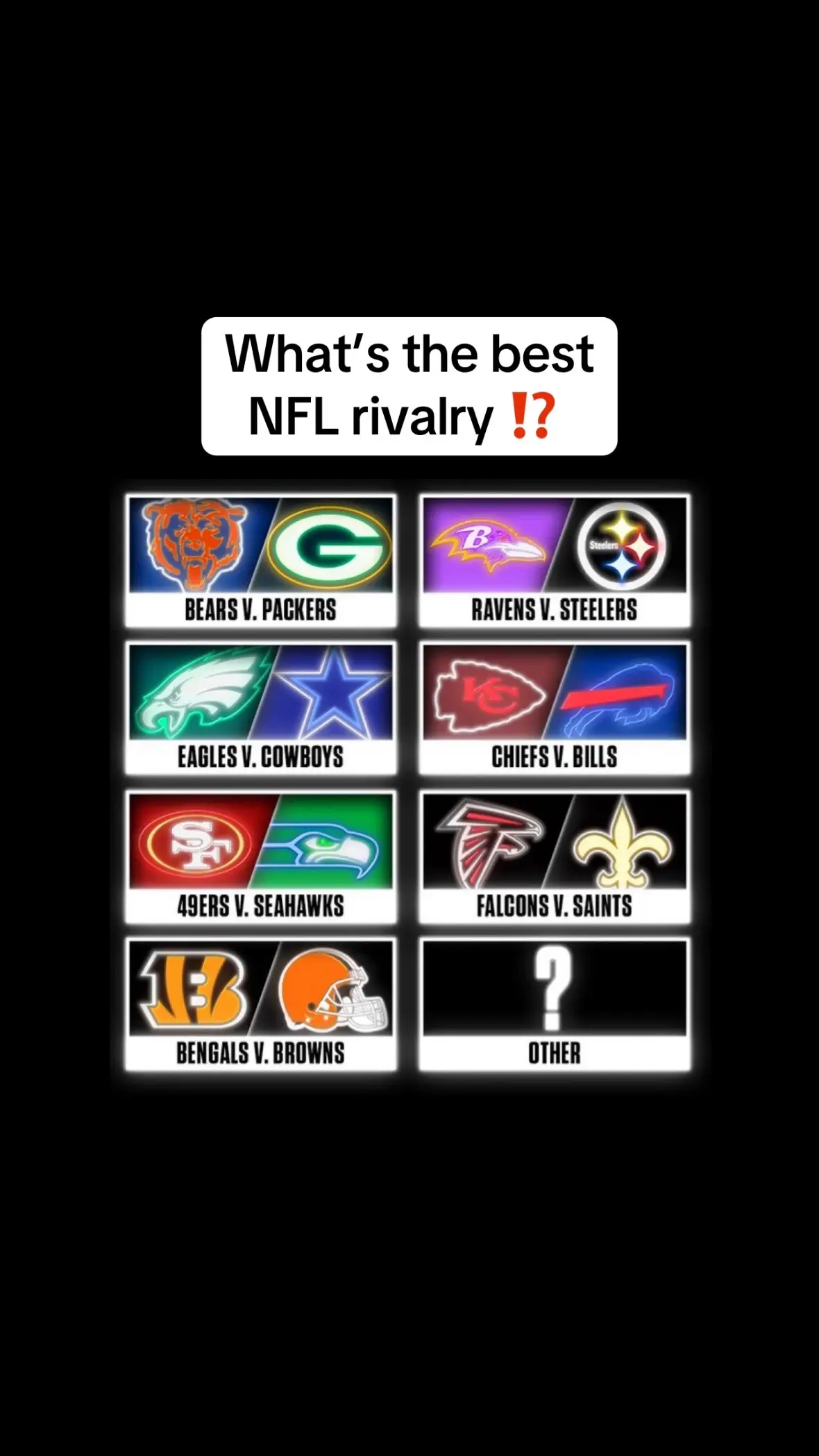 *Graphic from SNF on NBC #nfl #nflfootball #NFLPlayoffs #rivalry #packers #bears #ravens #steelers #cowboys #eagles #bills #chiefs 