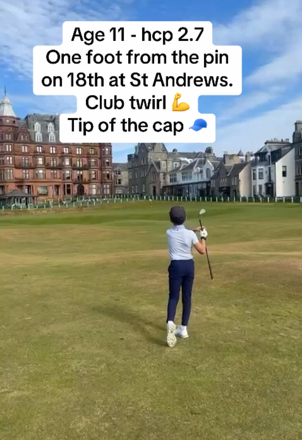 Amazing second shot on 18th at the Old Course St Andrews by an 11 year old from USA🇺🇸#golf#golfswing#golflife#golftips#standrews