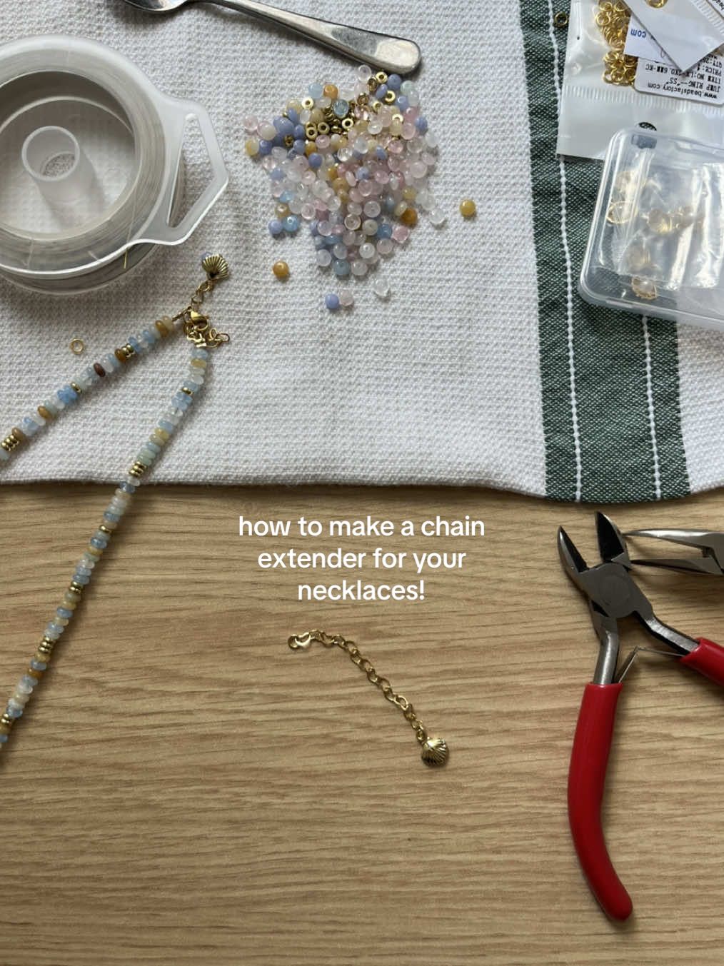 As my 3rd grade teacher said, “it’s all about details details details”. She hated me, but she was right 🤷🏻‍♀️🔗🐚 #jewelrymaker #jewlerymakingtips #craftyhacks #craftygirl #hobbiesathome #coastalaesthetic 