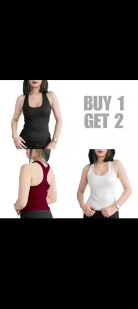 Buy 1 Take 2 (Total of 3) KILY.PH Basic Solid Top Double Lining Racerback Slim-Fit Scoop Neck Basic Solid Color Plain Tops for Women 6A0328 Cotton Spandex #tiktokaffiliatemarketing  #buynow 