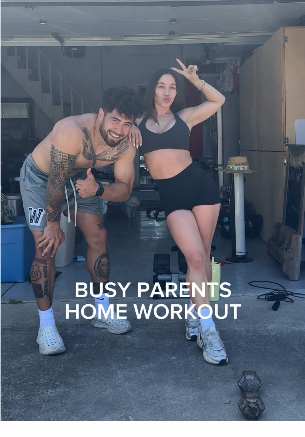 Mami & papi got a workout in together!!! Perfect lil circuit for busy parents 👀  Set the example for your kids!  @Cyfy Habibi  Interval circuit 1 person on the treadmill • Incline run Other person on workouts • 4 exercises • 30 seconds each • 3 sets   Switch in between sets!! #homeworkout #MomsofTikTok #relatablemom #momlife #postpartumworkout #busymomworkouts #busyparentworkout #momanddad #familycontent 