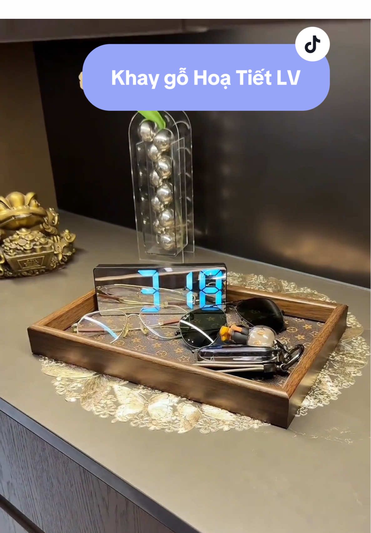 Khay gỗ LV  sang trọng, nhẹ và dày! Chất lượng rất tốt! #khaytràgỗ #khaytrà 