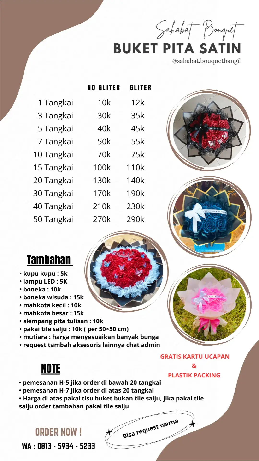 Cocok buat hadiah orang tersayang, acara wisuda, ultah, tunangan , lamaran, ataupun wedding nih🤩 Infor order dadakan atau mau tanya tanya boleh langsung chat ke nomer admin atau dm ig @sahabat.bouquetbangil yaaa #buketwisuda #buketpitasatin #buketmurah #fyp #hadiah #murahmeriah 