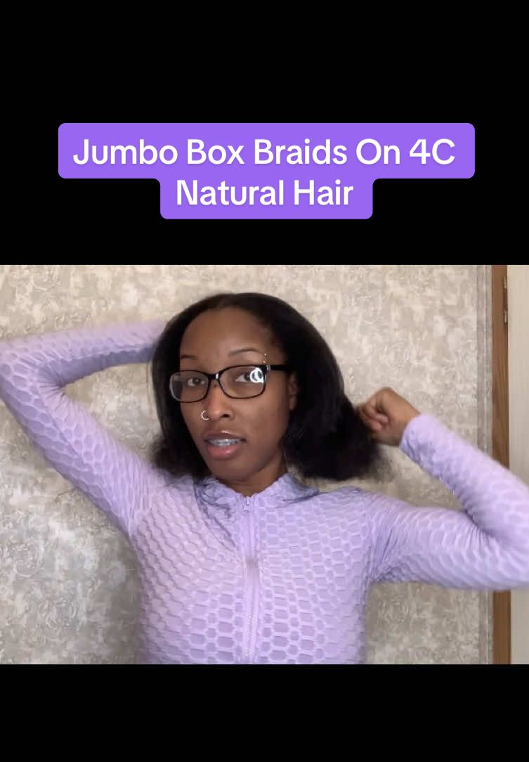 Jumbo box braids on 4c natural hair 💁🏾‍♀️✨ #boxbraids #boxbraidshairstyles #jumboboxbraids 