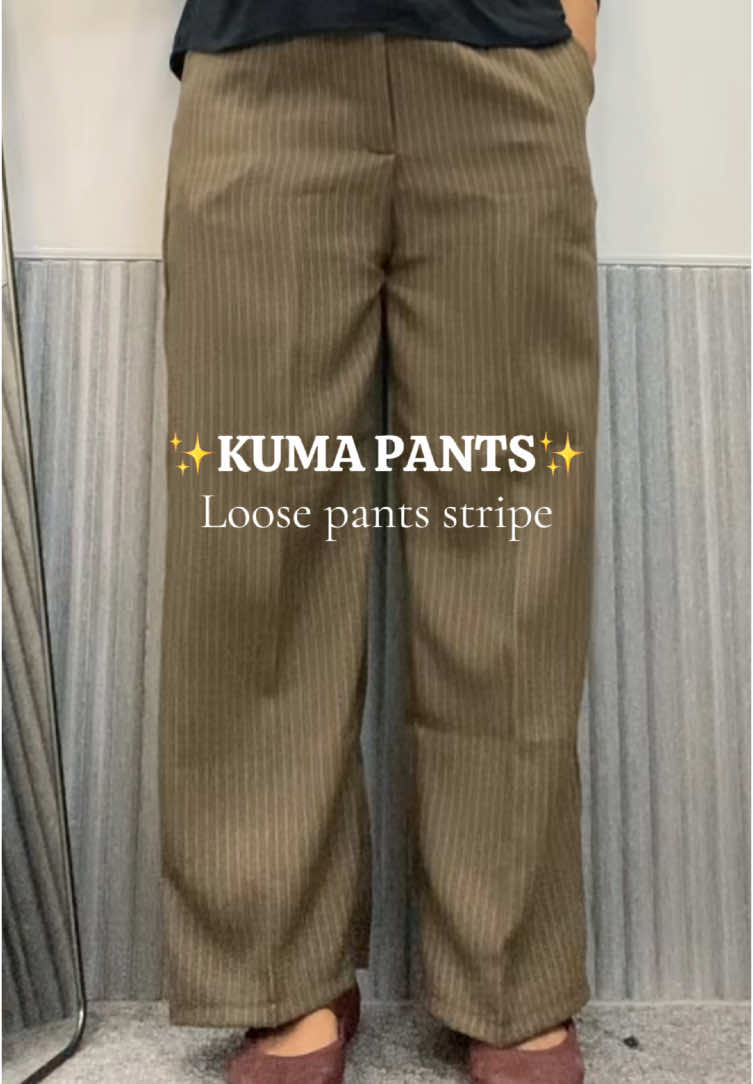 Kuma pants- loose panst stripe celana stripe #celanawanita #loosepants #kumapants #celanastripe 