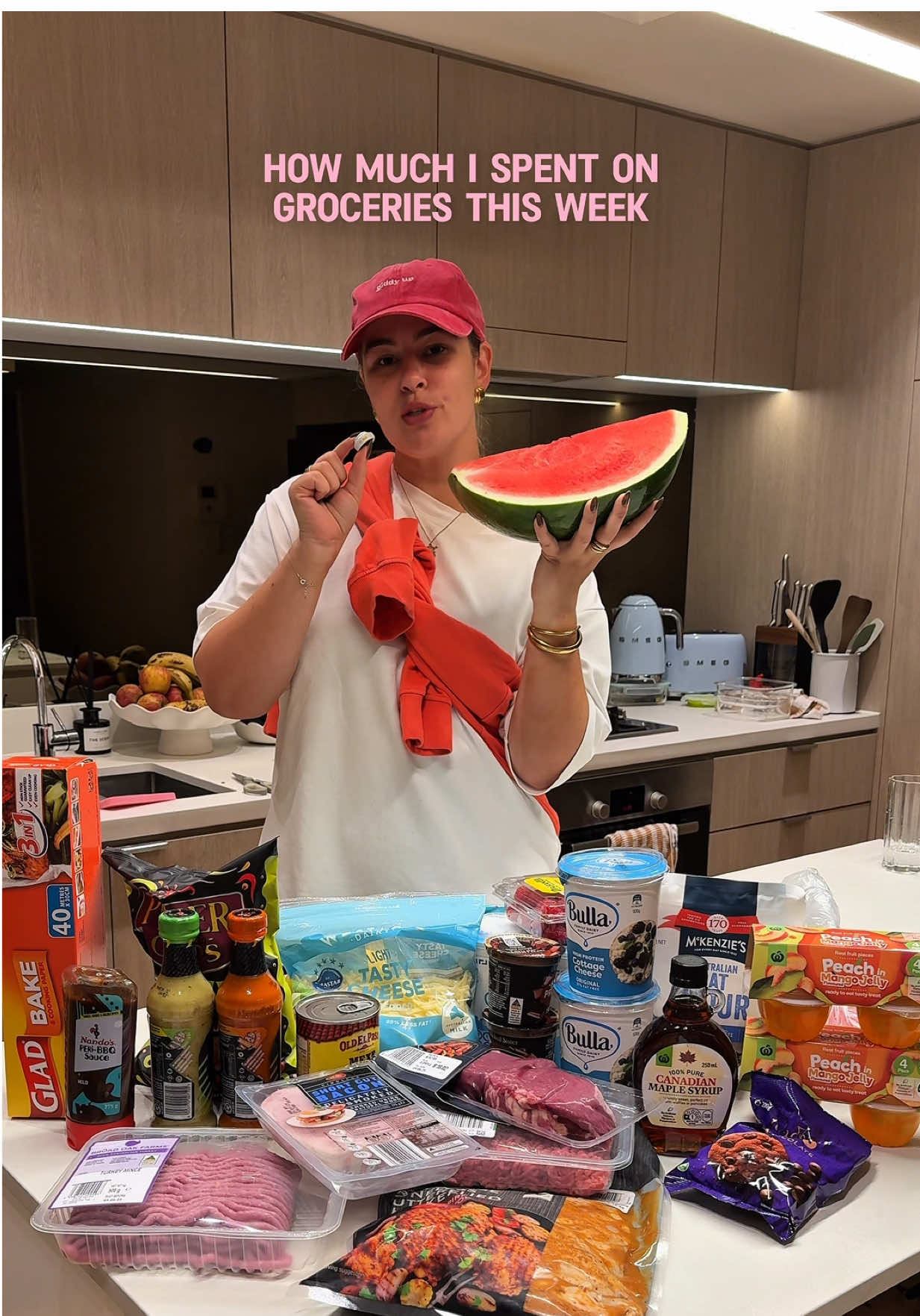 Do we want to see what I bake today? 🧁🍌      #groceries #groceryhaul #aldi #aldiaustralia #highprotein #whatispentthisweek #haul #fyp 