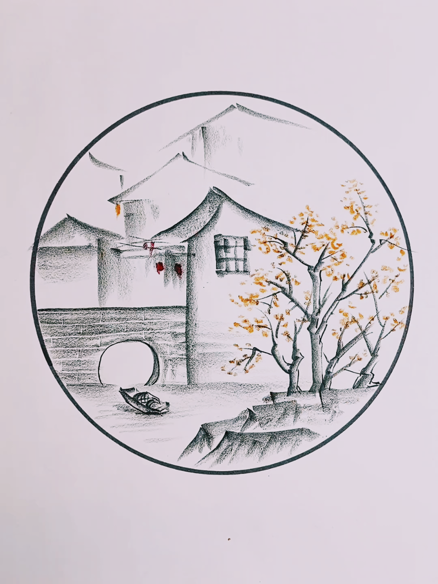 beautiful USA drawing scenery with pencil . . . #draw #howtodraw #tutorial #usatiktok🇺🇸 #uktiktok #drawingprocess #drawingtutorial 