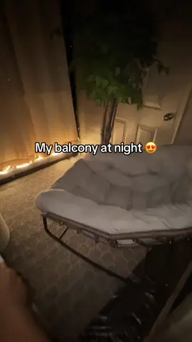 My balcony at night is such a vibe 🕯️  #balcony #balconymakeover #balconyview #patiomakeover #patiodecor #patiofurniture #outdoorfurniture #balconylights #outdoorlights #outdoorcurtains #blackoutcurtains #blackoutcurtain #privacycurtain 