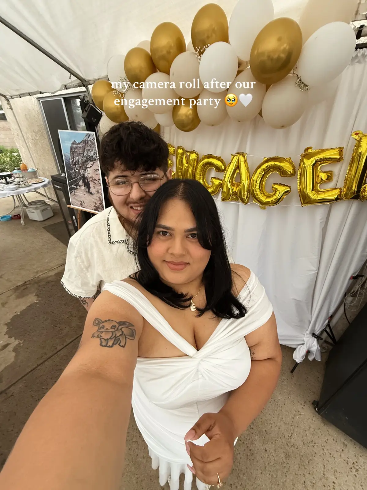 such an amazing night with the ones we love 🥂🩵 #engagement #engagementparty #engagementphotos #engagementpartydress #2026bride #backyardparty #budgetwedding 