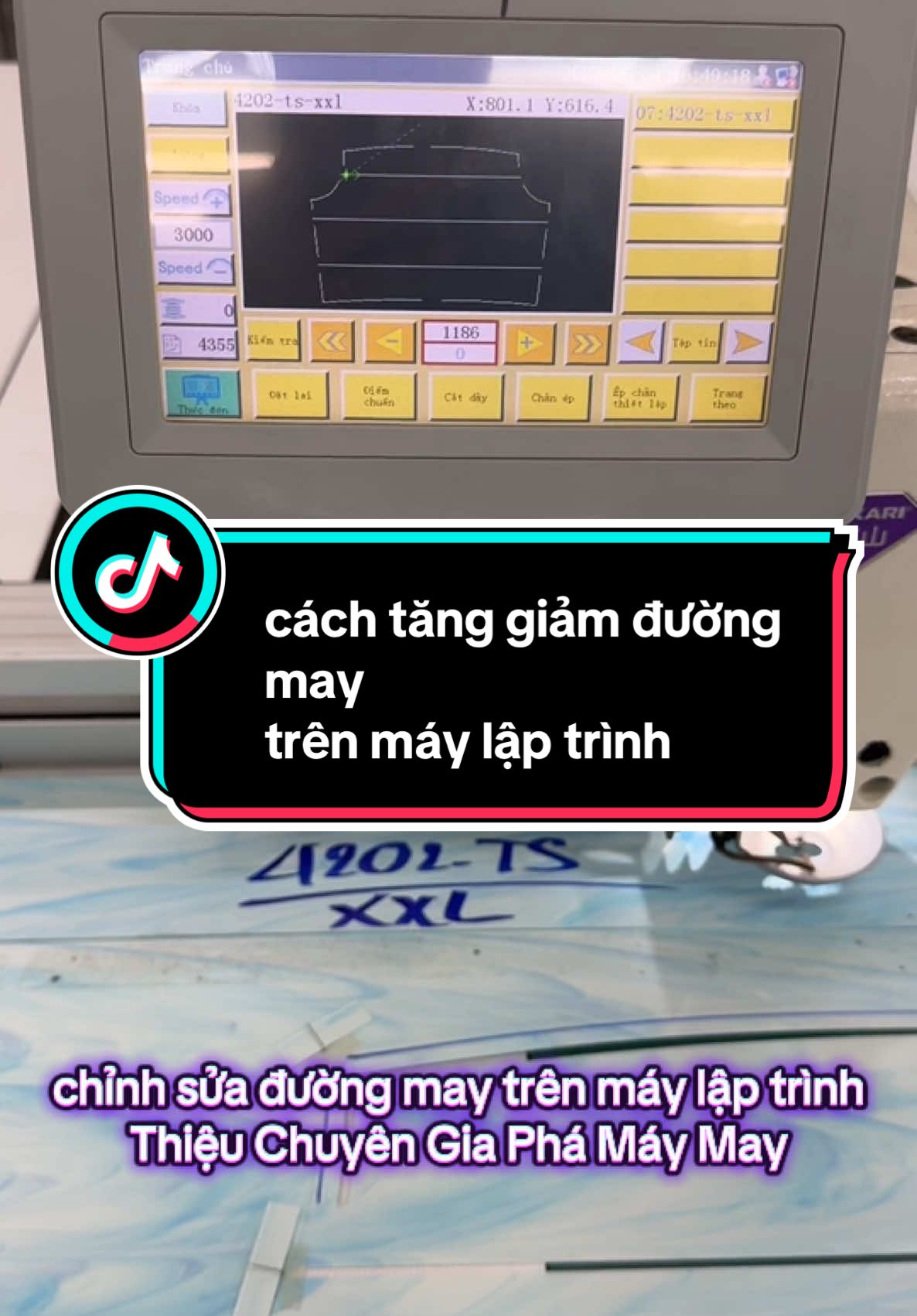 cách tăng giảm đường may trên máy lập trình. #thieuchuyengiaphamaymay #chuyengiaphamaymay 