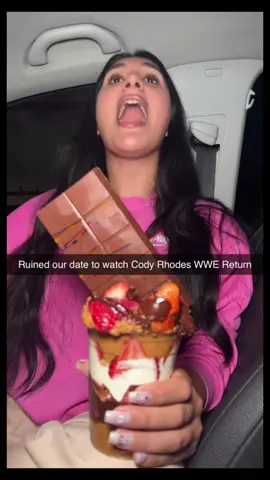 I ruined our date to watch Cody Rhodes WWE return #fyp #WWE #wrestling 