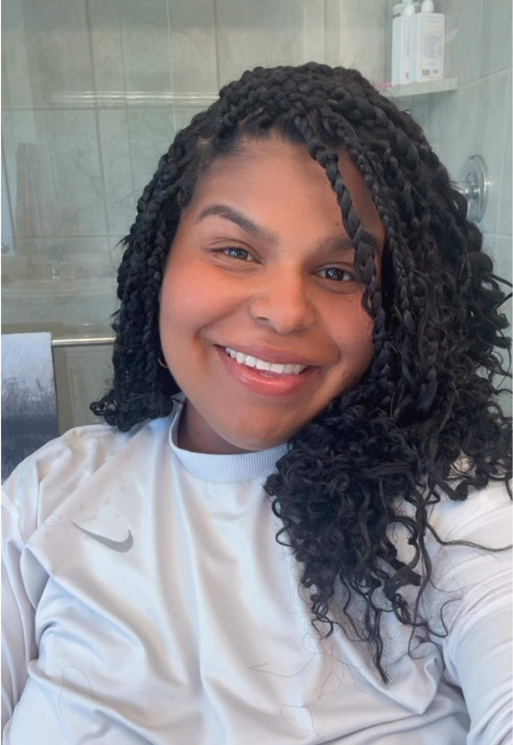 Decided to braid it myself literally while sitting on a birthing ball and taking many breaks to each, stretch and take care of my 4 year old . I pushed through some contractions I was having and went with a shorter braid style.  I am ready for L & D now 🤰🏽✨   #diybraids #laboranddeliverybraids #laboranddelivery #bohobraids #pregnancyjourney #pregnancytiktok 