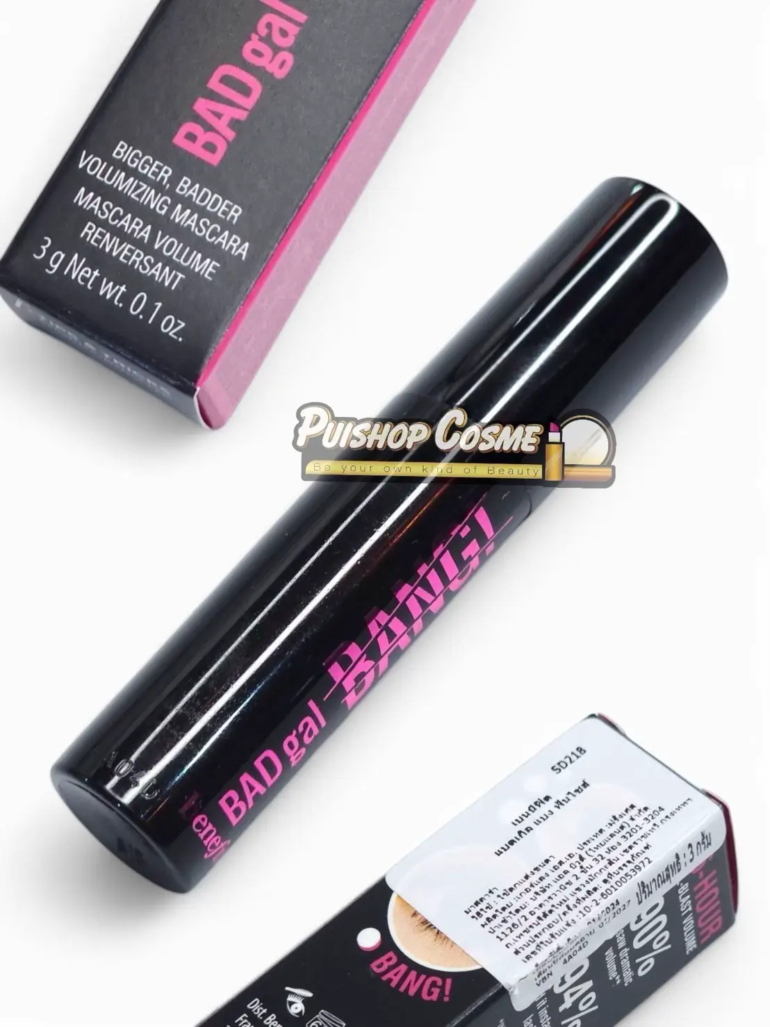 190-BENEFIT BADgal BANG! Volumizing Mascara 3g  BADgal BANG! เนรมิตขนตาสวยหนาทรงพลังยาวนานถึง 36 ชั่วโมง และช่วยเพิ่มความหนาสุดๆโดยไม่รู้สึกหนักขนตา ท้าทายแรงดึงดูดของโลกด้วยส่วนผสมของ Aero-particles หนึ่งในส่วนประกอบที่มีน้ำหนักเบามาก
