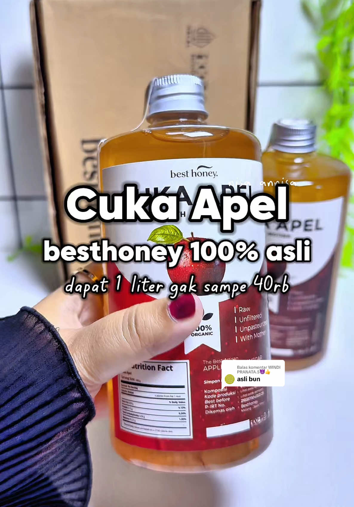 Membalas @WINDI PRANATA.5😈👍  100% asli, Paket 2 Botol Cuka Apel Best Honey lagi promo #cukaapel #cukaapelbesthoney #besthoney #cukaapelwithmother #cukaapelmurah #cukaapelasli 