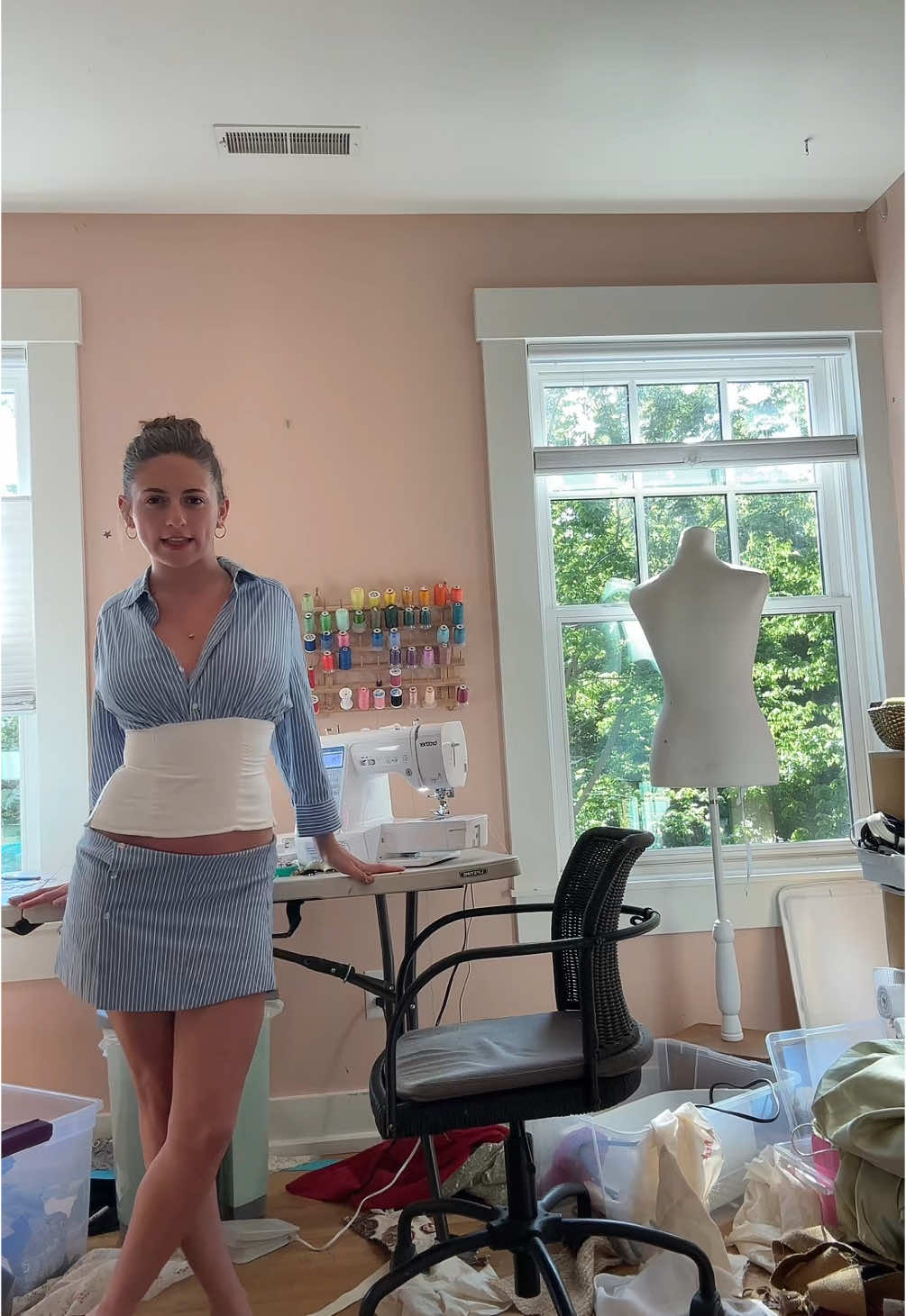 Freshly made outfit and a destroyed sewing room 😇 