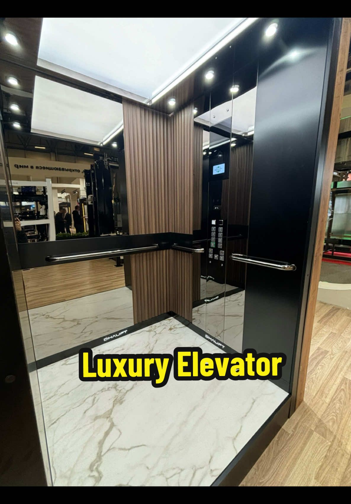 Luxury elevator cabin options display on Istanbul International Elevator Expo#ScheinLift #elevatorfactory #passengerelevator #istanbullift #chinaelevatorfactory #chinaelevator 