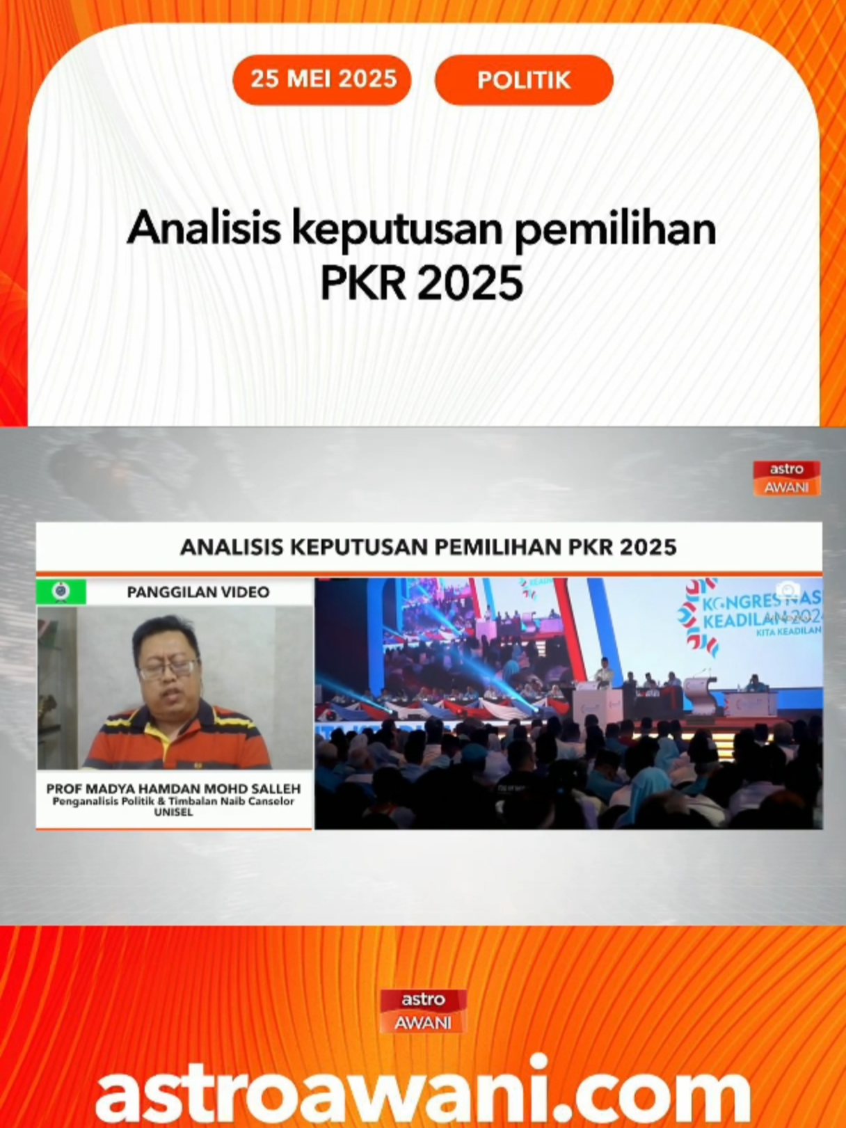 Penganalisis Politik dan Timbalan Naib Canselor Unisel, Prof Madya Hamdan MOhd Salleh berkongsi analisis dan pandangan keputusan pemilihan PKR, apa cabaran mendepani parti, hala tuju parti menuju Pilihan Raya Umum ke-16 serta-serta perkara berbangkit pasca pemilihan parti. #AWANInews