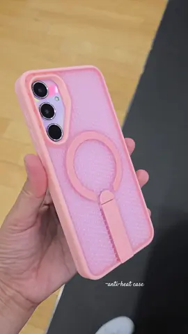 anti-heat cute design phone case with stand in pink color for my Samsung galaxy A55 5g♡ #shockproofcase #A555gphonecase #foryou #cutephonecases #samsungphonecase #fyp 