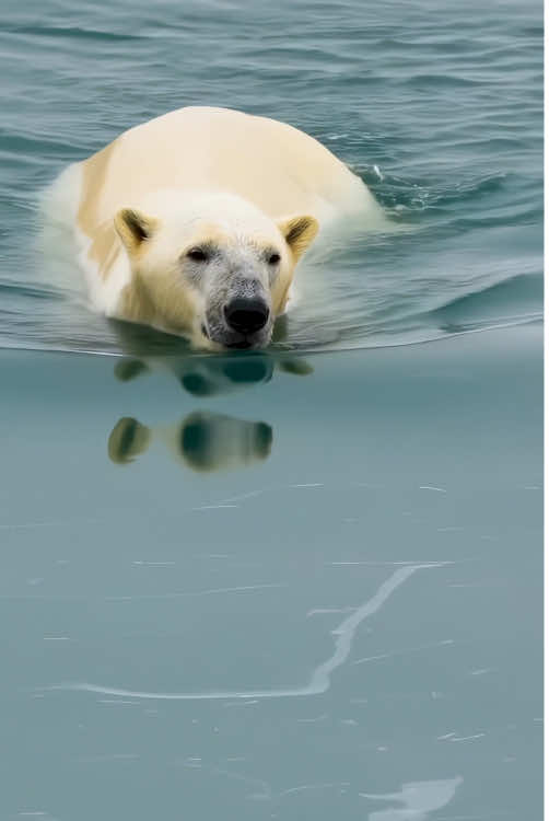 The Arctic king takes to the water. Silent, strong, unstoppable—built for ice, but born to swim. #PolarBearPower #IceHunter #ArcticSwim #OceanPredator #FrozenMajesty #NatureIsMetal #UntamedArctic #BearOfTheNorth #MarineBeast #WildAndFree #FYP #ForYou #ColdBloodedGrace #BeastOfTheIce #EpicNature