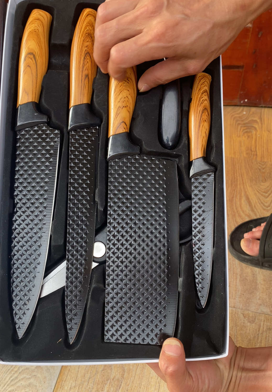 Bộ Dao Kéo 6 Món Chống Dính Can Cao Xu Vân Gỗ#xuhuong #giadungtienich #thinhhanh 