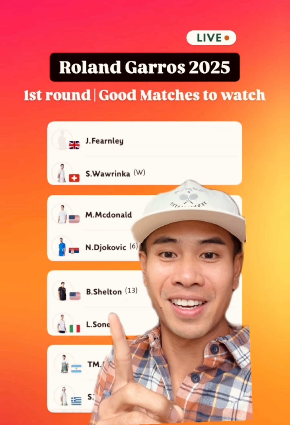 The French Open 2025 1st Round Rundown | I selected good 12 tennis matches to watch 🎾🧱🏆🇫🇷 @Roland-Garros  Comment below which matches are you going to watch? 👇 #rolandgarros #frenchopen2025 #rolandgarros2025 #tennis #USOpen #Wimbledon #atp #australianopen #atptour #wta #tennisplayer #djokovic #rogerfederer #frenchopen #novakdjokovic #federer #nadal #tenis #tennislife #atpworldtour #rafaelnadal #grandslam #tenniscourt #ausopen #tennisfan #tennislove #sport #tennisworld #tennistraining #rafanadal 