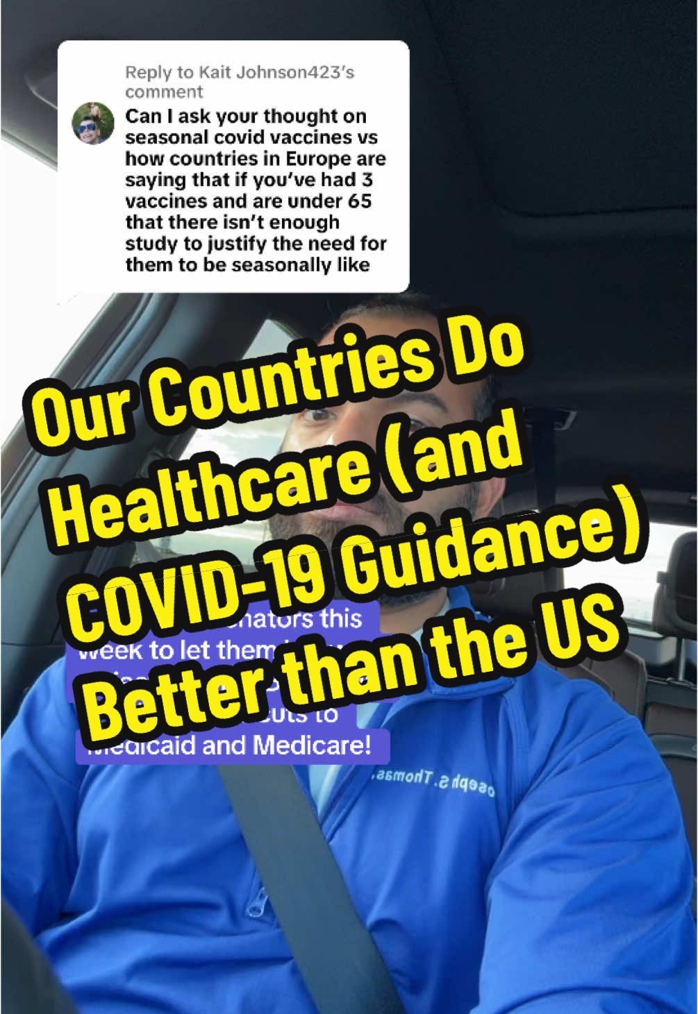 Replying to @Kait Johnson423 The fact is many countries do healthcare better than the United States does. Single-payer, well-funded healthcare would go a long way to enhancing Access and improving healthcare outcomes. I know that other countries healthcare is flawed in other ways, but our current system is not actually better when it comes to basic healthcare needs.  The House just passed a bill to cut Medicaid and SNAP and other benefits that would actually help Americans fight disease and obesity - but they don’t care, because cruelty is the point and they will point to other scapegoats like Big Pharma while taking more pharmaceutical money than I will ever get. Use @5calls to let your Senators know this week to reject the “One Big Beautiful Bill”! (Not an ad)  #COVID #Vaccines #Europe 