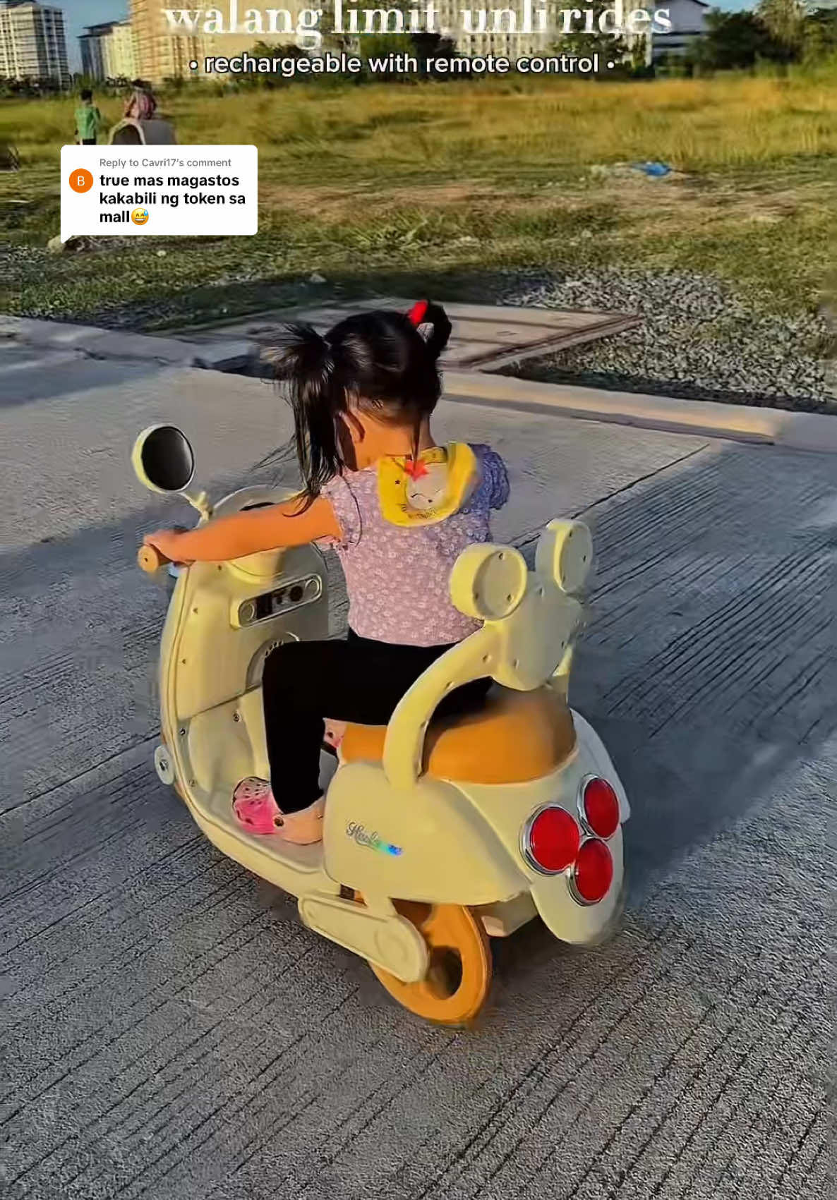 Replying to @Cavri17 less gastos na kakabili ng token sa mall ito unli rides na sila🥰🛵 #motorbike #motorbikeforkids #rechargeablemotorforkids #motorbikewithremote 