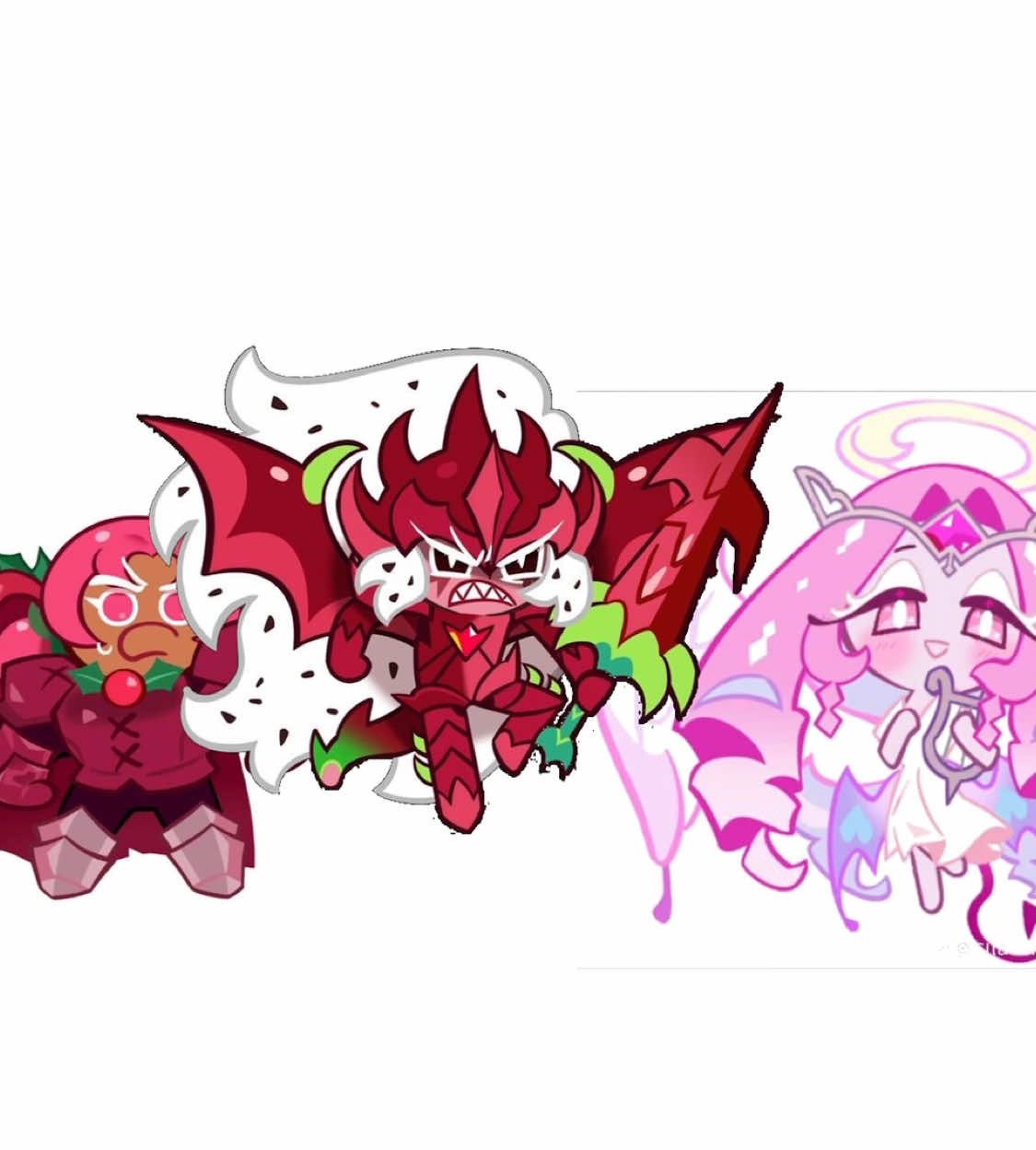 Three chu 😘 #hollyberrycookie #pitayadragoncookie #eternalsugarcookie #cookierunkingdom #crk #fyp #art #drawing 