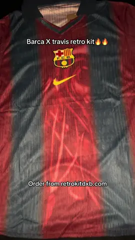Available at retrokitdxb.com for 100 AED.       #barca #travisscott #lamineyamal #footballkits #football #foryou #fyp #modric #ronaldo #mbappe #messi #barca #realmadrid #neymar #fyp #foryou 