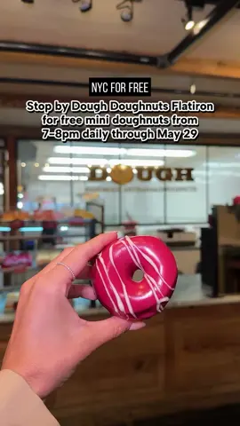 Stop by Dough Doughnuts Flatiron for free mini doughnuts from 7-8pm daily through May 29 🍩 @DoughDoughnuts is celebrating new extended hours in Flatiron with free doughnuts samplings every day! Try a free “mini” doughnut (flavors may vary by day) *they were actually pretty big when I went, especially since their regular doughnuts are huge and enjoy 2-for-1 pricing on regular sized doughnuts! Share with someone who loves doughnuts! 📍 14 W 19th St 🗓️ Daily through May 29 ⏰ 7 - 8pm #nycforfree #doughdoughnuts #flatiron #nyc