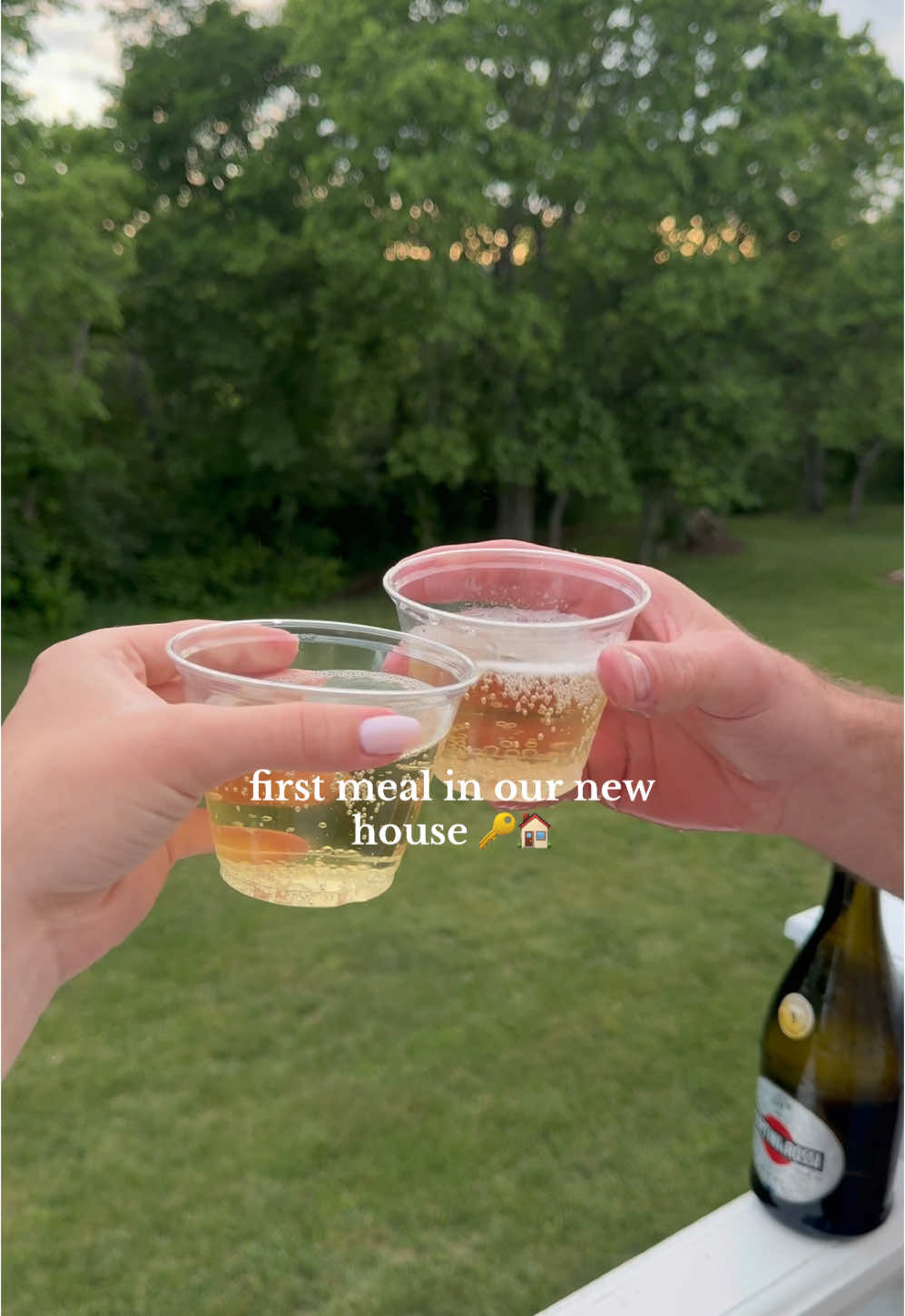 Pizza, wings, and champagne to ring in our new homeowner chapter!! #homeowner #firsthome #newhouse #firsttimehomebuyer #dreamhouse #closingday 