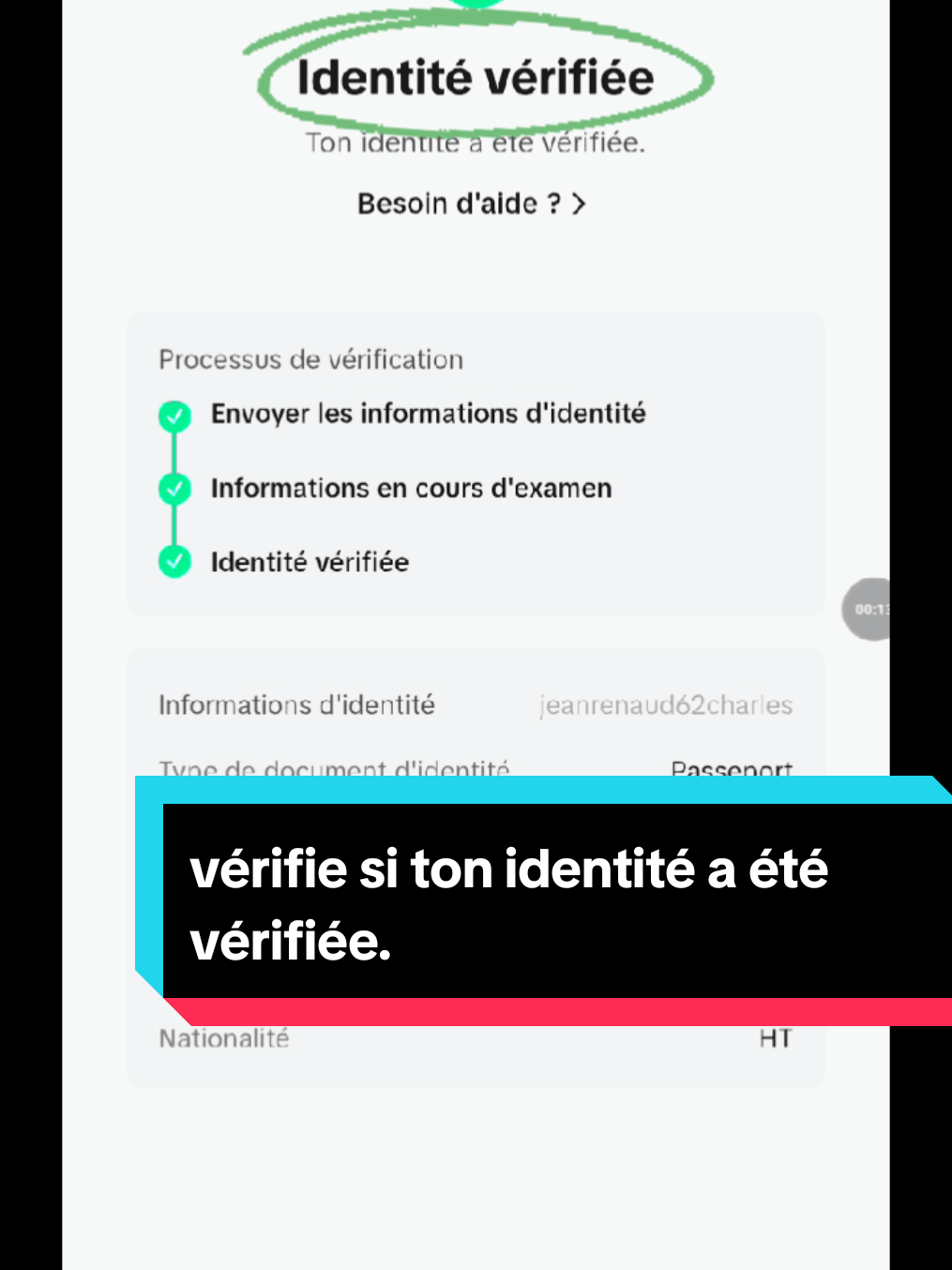 vérifiez si ton identité est validé #foryoupage #astucestiktok #videoviral 