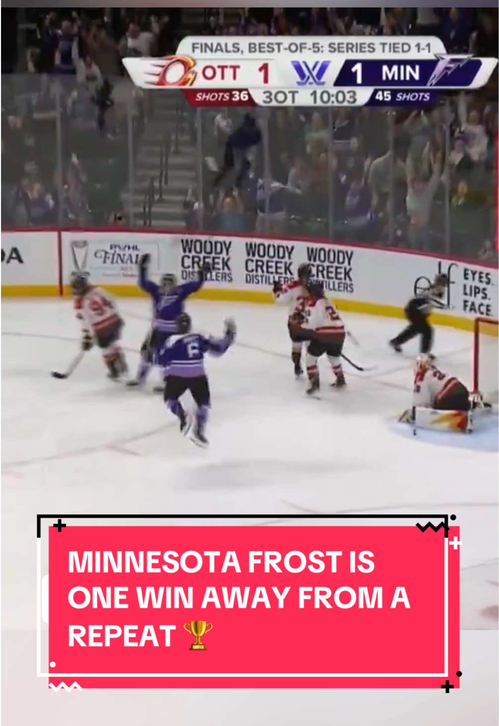 THE FROST ARE ONE WIN AWAY FROM BACK TO BACK WALTER CUPS 🔥🚨 (via @The PWHL) #pwhl #hockey #womenshockey #overtime #goal 