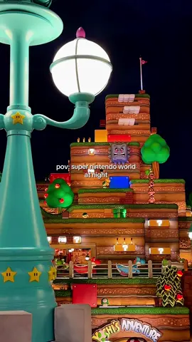 Super Nintendo World at night hits different 🥹 #supernintendoworld #epicuniverse #nintendo #orlando #universalstudios #mario #princesspeach 