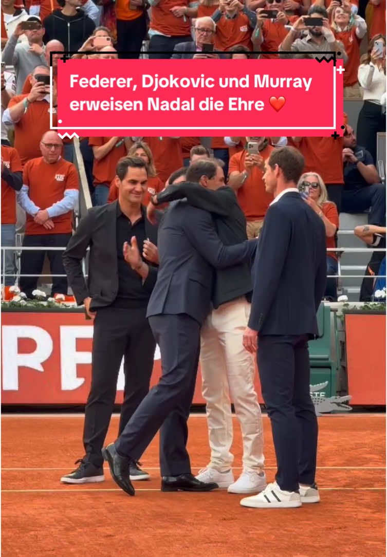 Was für ein Moment. ❤️ Die Fab Four vereint. 🔥  #federer #nadal #djokovic #rolandgarros #tennis 