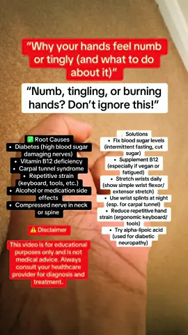 Do your hands feel numb, tingly, or weak? This could be hand neuropathy, and ignoring it makes it worse. Start with these natural fixes to improve nerve health today.  #Neuropathy #NerveHealth #HandPain #DiabeticNeuropathy #B12Deficiency #CarpalTunnel #NaturalHealing #SugarManHealth #HealthTips #MensHealth #WomensHealth