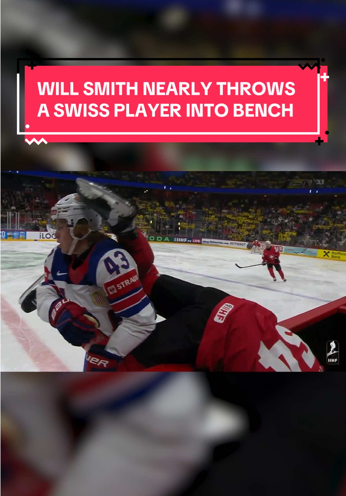 Smith getting physical at @IIHFhockey USA men’s championship game 🍿 (via: @TSN) #IIHF #iihfworlds #iihfhockey #willsmith #NHL #hockey #fyp 