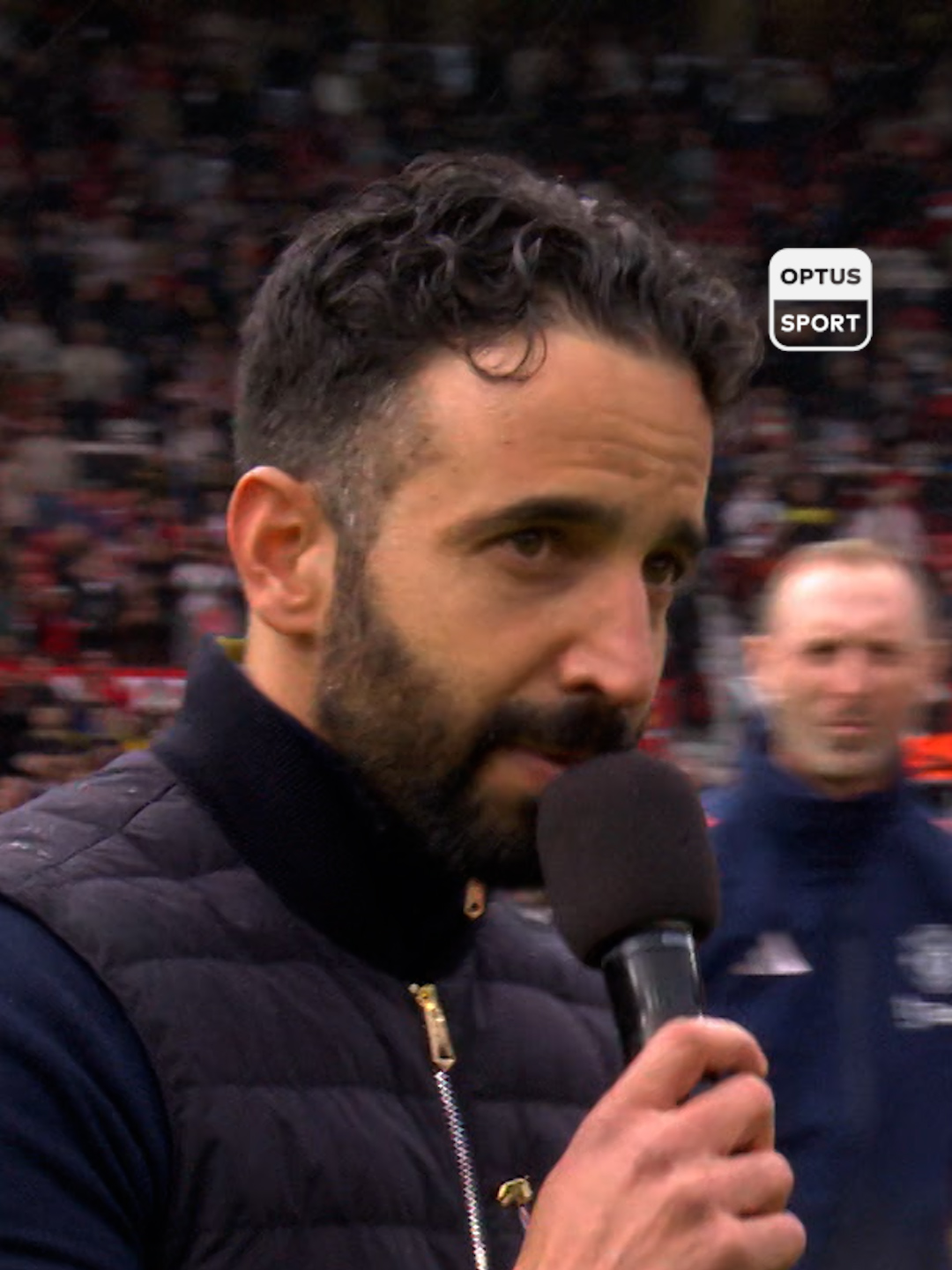 'After this disaster season, I want to tell you that the good days are coming' ❤️ Ruben Amorim with a rousing speech after Manchester United's final home game and victory over Aston Villa.