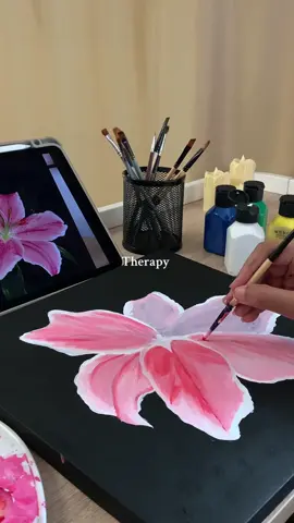 Painting lillies🧑‍🎨🌸🎨💓🌺💐 #art#artistsoftiktok#boredartist#artist#gouachepainting#flowers#lilies#gouacheflowers#flowerart#paintingtherapy#easyarttutoria#easyartideas#artistatiktok#girlenergyy#therapy#lillieslover  
