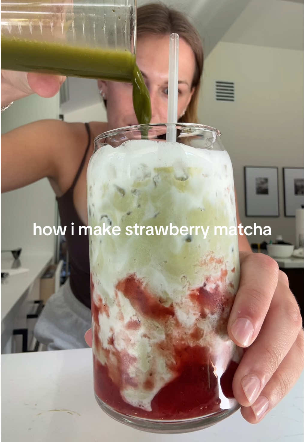 hopefully the matcha police don’t freak out #matcha #strawberrymatcha #drinks #drinkrecipe #summerdrink #matcharecipe 