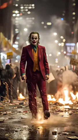 In the heart of Gotham, Joker walks through chaos #JokerAI #CinematicAI #AIVideo #GothamScene #darkaesthetic 